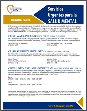 Urgent Mental Health Spanish