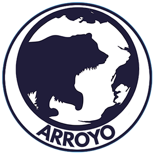 Arroyo Logo with Bear Mascot over the globe