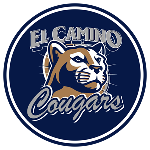 El Camino Cougars - Circle Logo in white border and dark blue with cougar mascot in the middle and words on top and bottom