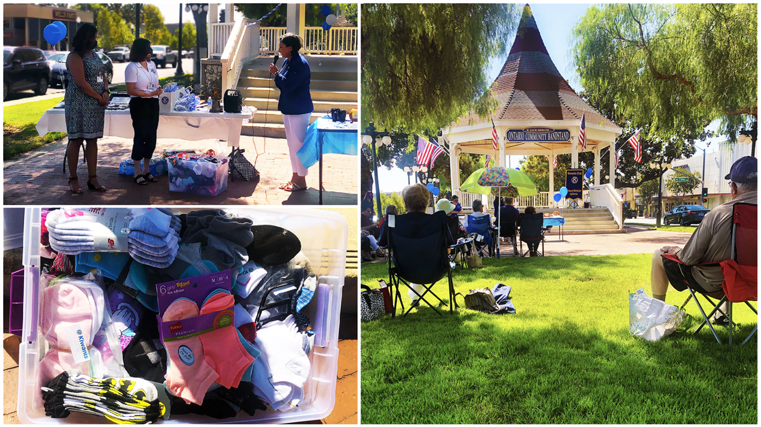 Ontario-Montclair Kiwanis Club donates over 200 pairs of socks for OMSD Students - Collage of Event Ontario-Montclair Kiwanis Club donates over 200 pairs of socks for OMSD Students - Collage of Event