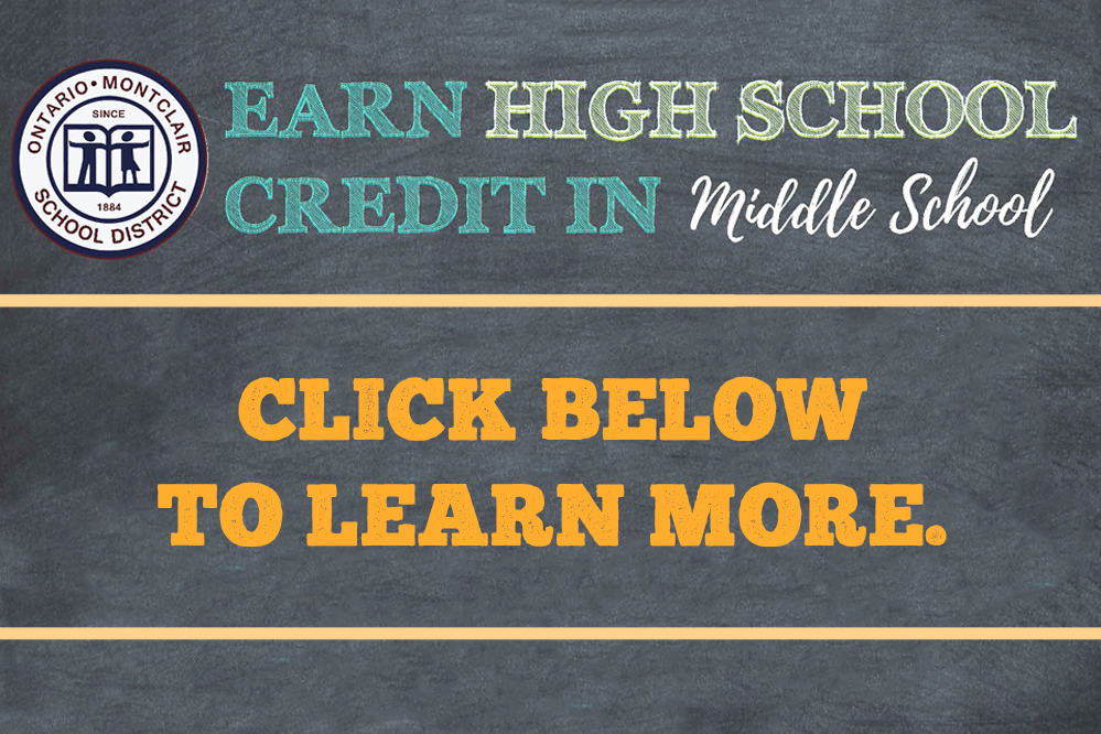   Image of a chalkboard talking about the OMSD High School Credit Program - Click Below to Learn Mor